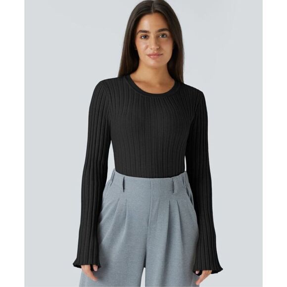 Halara Round Neck Long Sleeve Frill Casual Sweater size medium - Picture 1 of 7